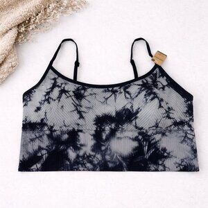VS PINK Active Sports Bra XL Black Tie Dye Seamless Low Impact Pull On Athleisur